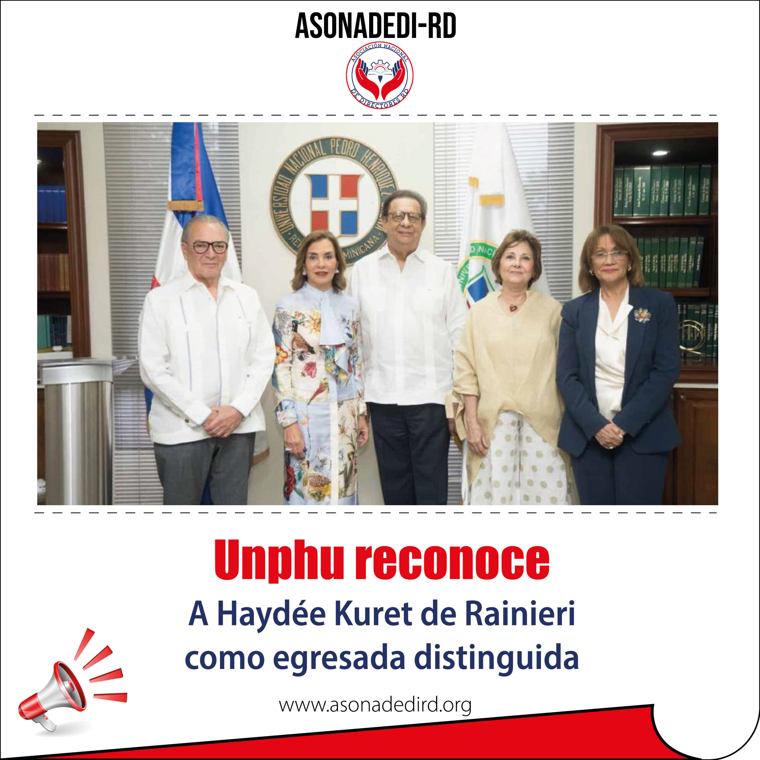 Unphu reconoce a Haydée Kuret de Rainieri como egresada distinguida