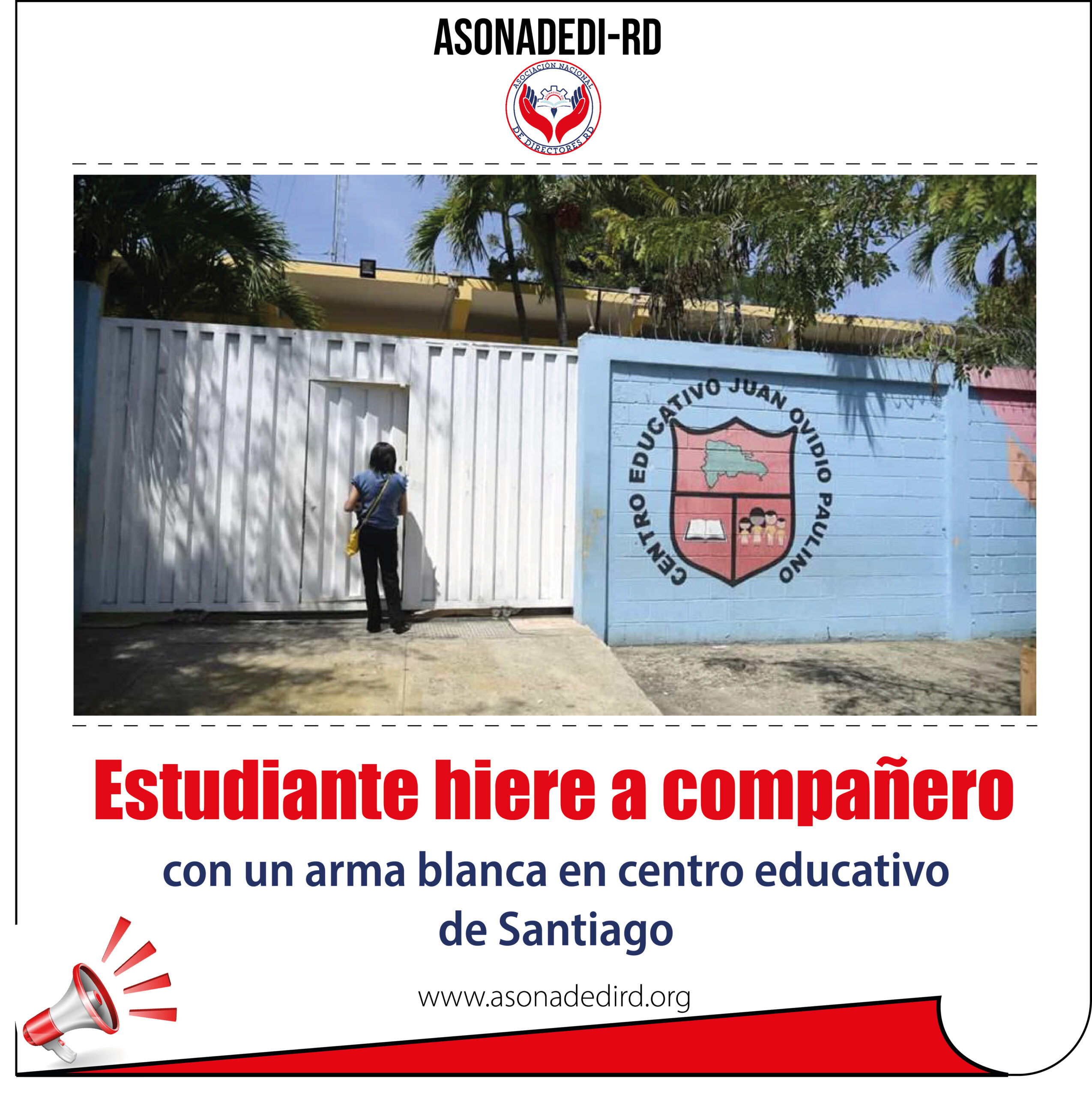 Estudiante hiere a compañero con un arma blanca en centro educativo de Santiago