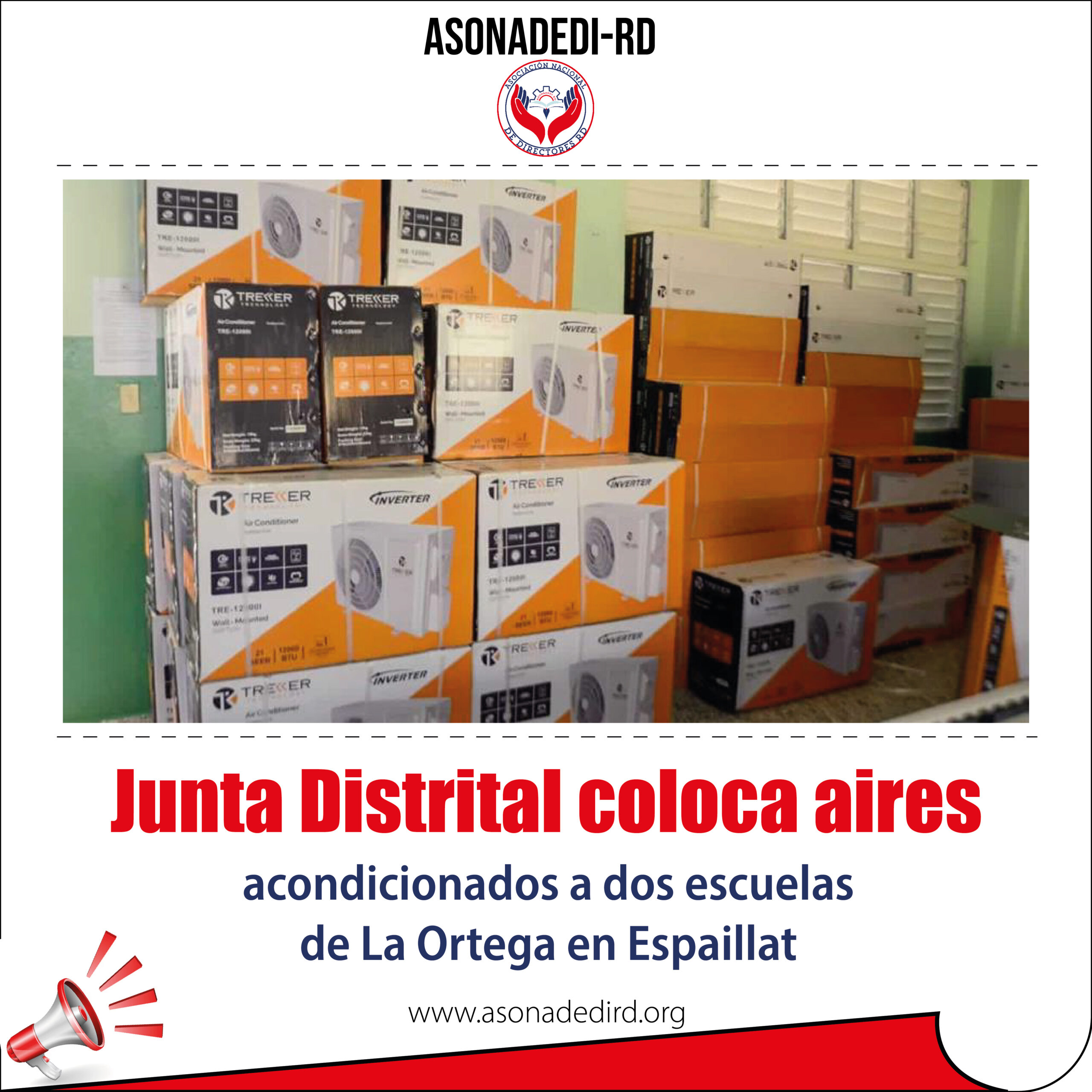 Junta Distrital coloca aires acondicionados a dos escuelas de La Ortega en Espaillat