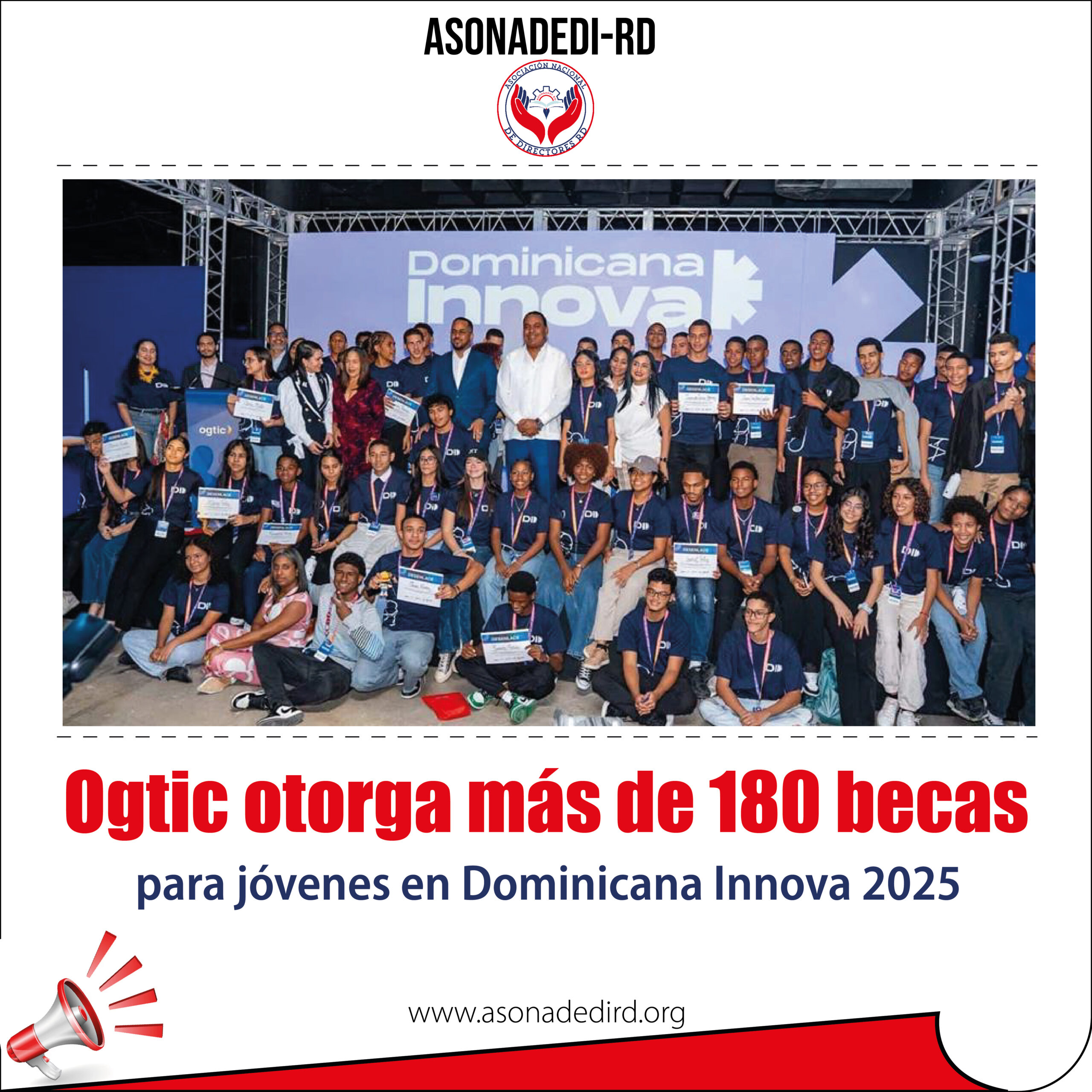 Ogtic otorga más de 180 becas para jóvenes en Dominicana Innova 2025